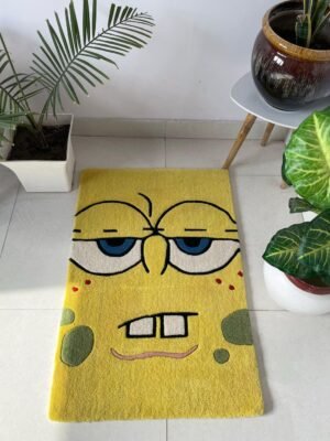 Funny Cartoon Sponge Face Hand Tufted Rug by WeRugz
