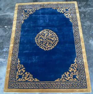 Golden Royal Blue Luxury Hand Tufted Rug by WeRugz