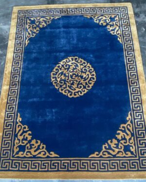 Golden Royal Blue Luxury Hand Tufted Rug by WeRugz