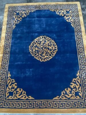 Golden Royal Blue Luxury Hand Tufted Rug by WeRugz