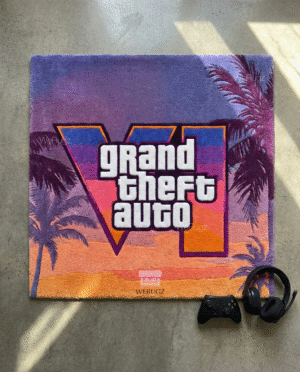 Grand Auto 6 Gaming Logo Rug Retro Vibes by WeRugz