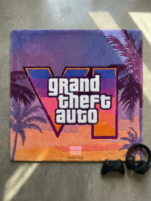 Grand Auto 6 Gaming Logo Rug Retro Vibes by WeRugz