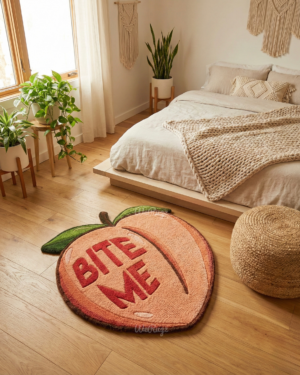 BITE ME Peach Hand Tufted Rug by WeRugz